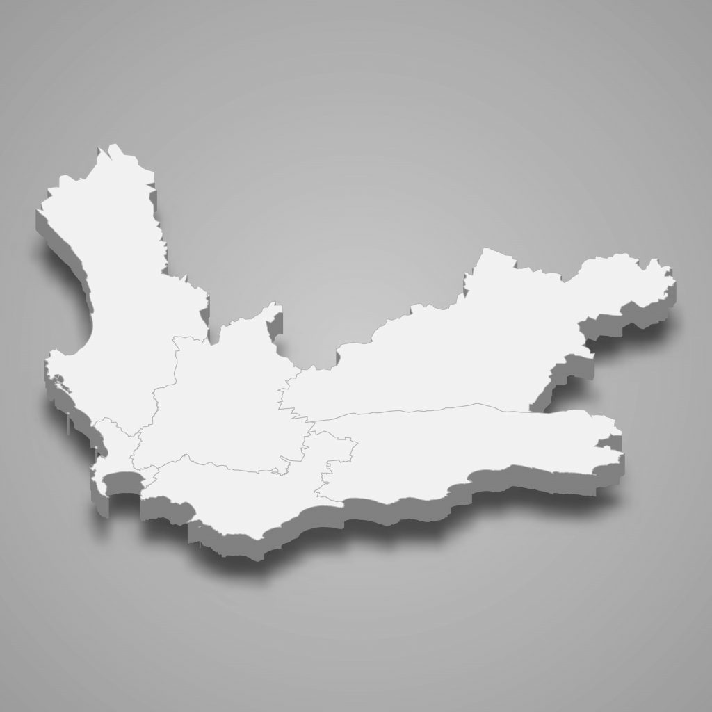 3d isometric map of Western Cape is a Province of South Africa